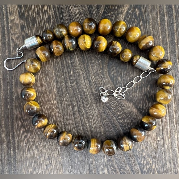 Jay King DTR 925 Tigers Eye Stone Necklace w/925 Hook Clasp 20” D3 - Picture 2 of 6